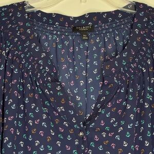 Talbots Multicolor Anchor Print Blouse